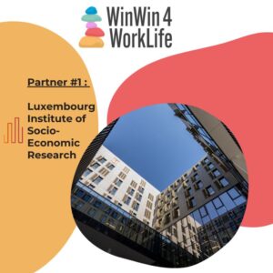 A graphic with the logo of WinWin4WorlLife and a photo of the building of LISER.